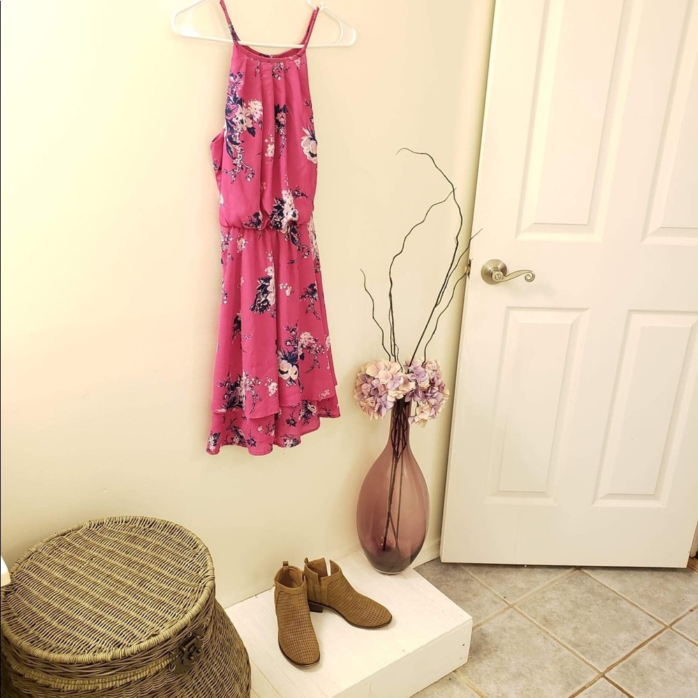 Bright pink/purple floral dress from Francesca’s